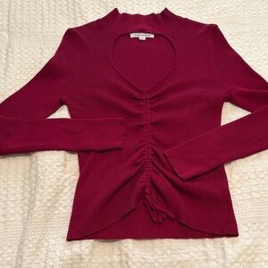 Hooked Up by IOT Ribbed Cutout Top - Fuchsia